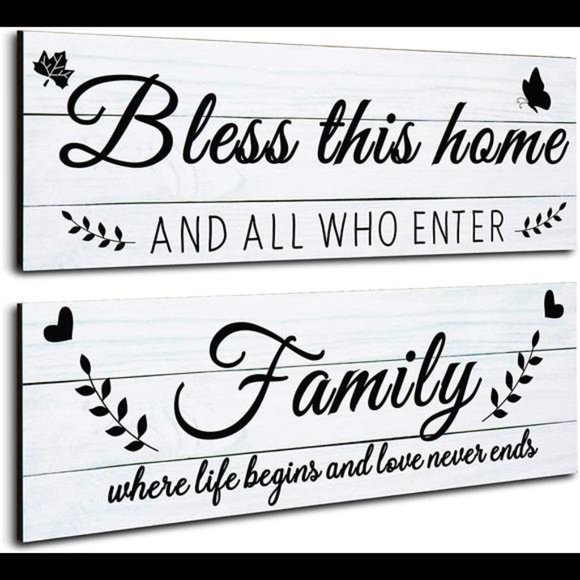 Jetec Wooden Family Signs Rustic Bless This Home Wall Decor Wood Family Decor